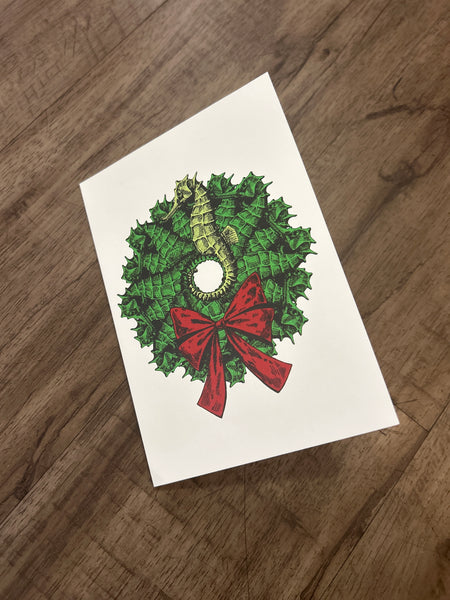 (Single) Christmas Card- Seahorse Wreath